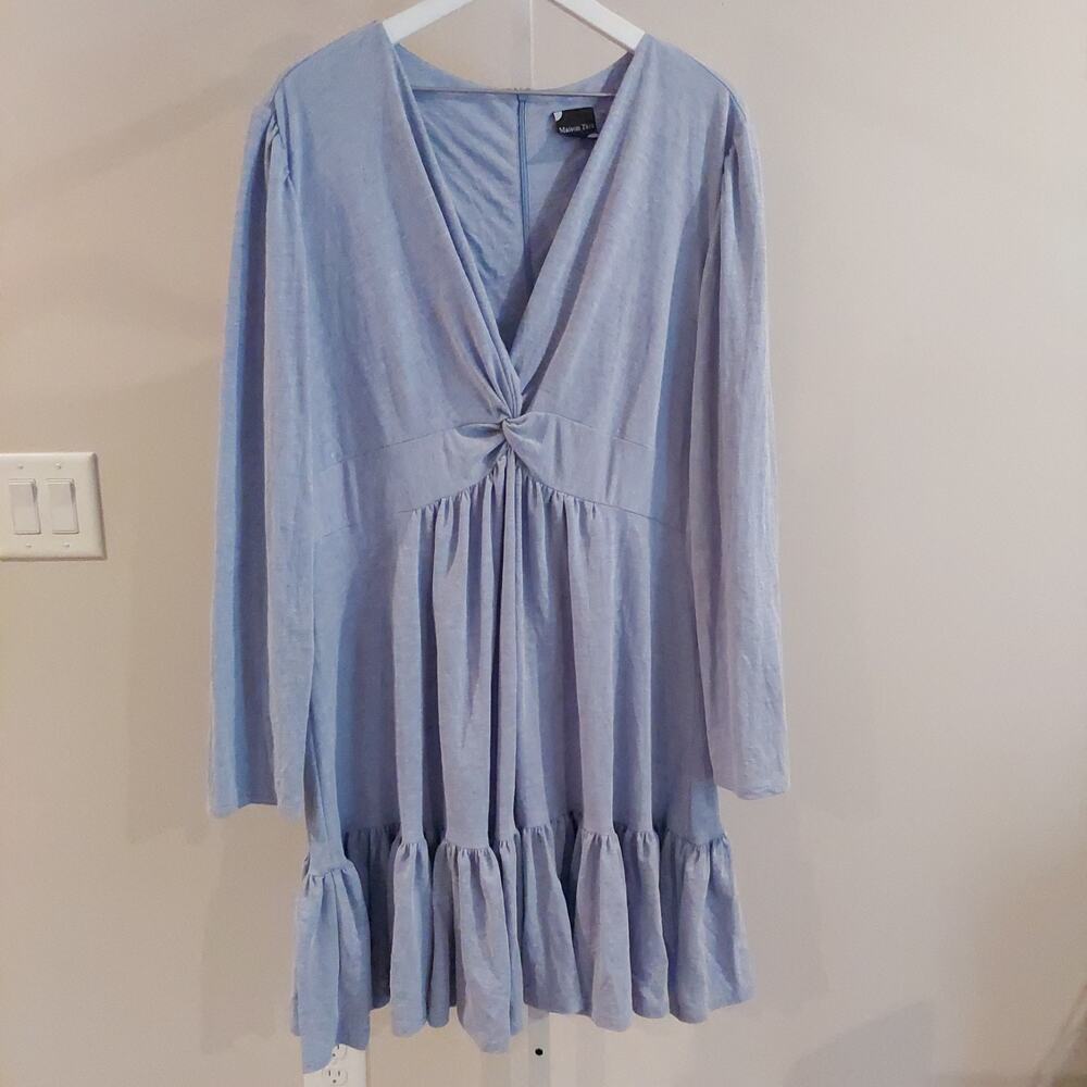 Maison Tara Dress Size 18W V-Neck Long Sleeve Ruffle Hem‎ Boho Western